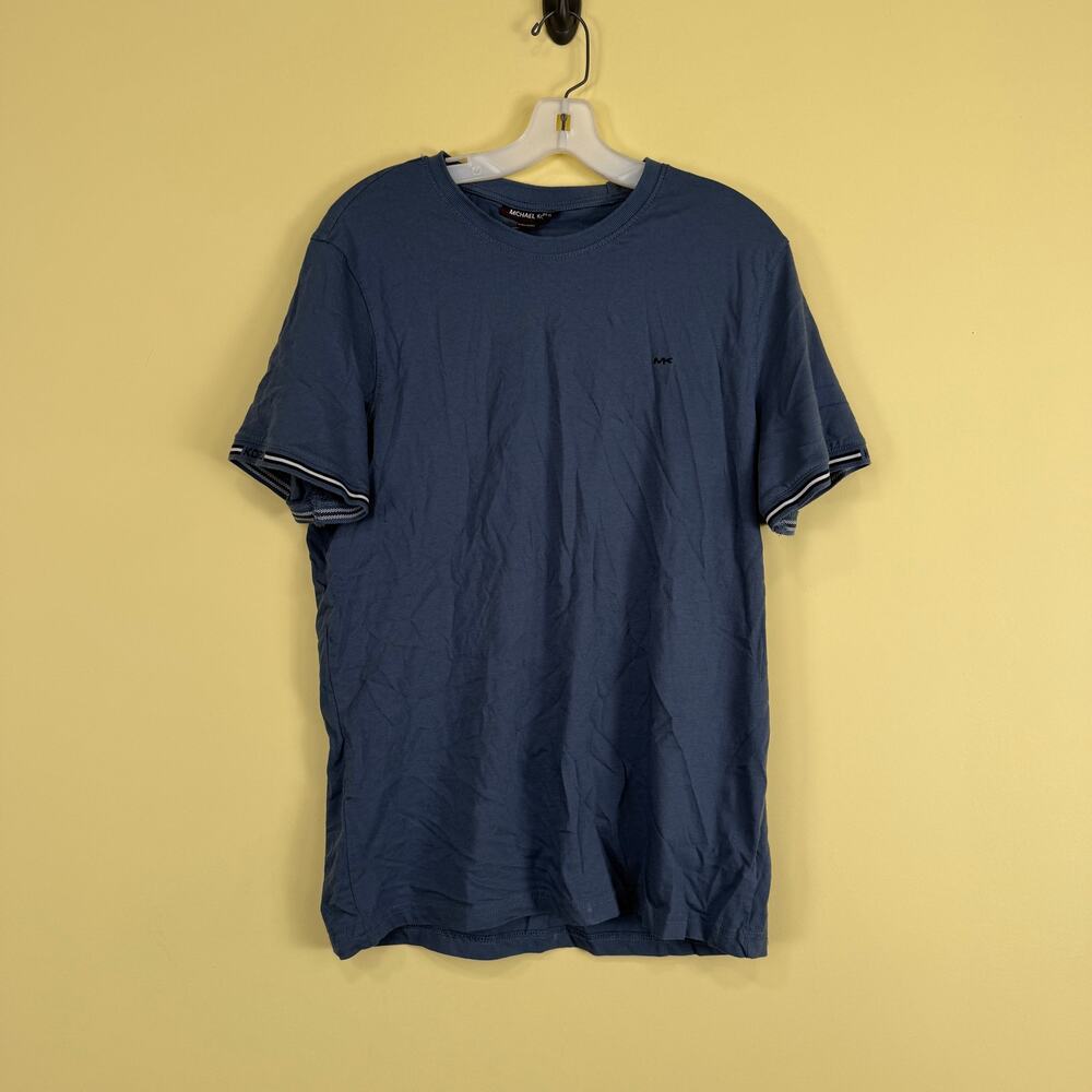 Michael Kors Blue White Ringer T Shirt Short Sleeve Size Large